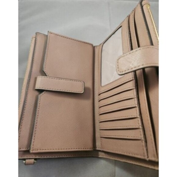 Michael Kors Double Zip Wallet Dusty Rose Blush New See Pics For Small Flaw - Picture 7 of 8